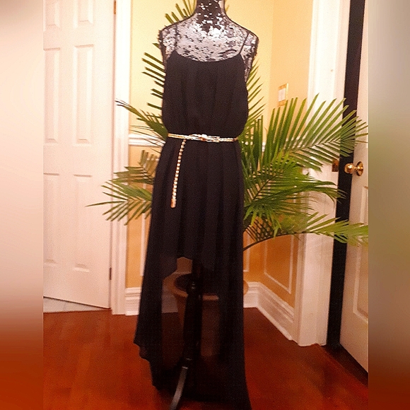 Black sheer high low dress - Picture 6 of 7